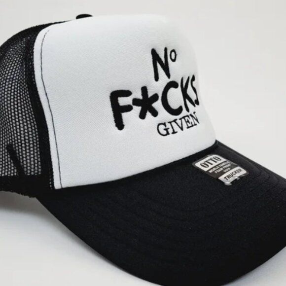 No F*cks Given Foam Mesh Trucker Snapback Hat Cap Black Embroidered Patch - Picture 3 of 4